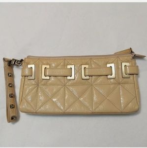 Vintage Nordstrom Patent Leather Wristlet Clutch Woven Strap Quilted Preppy Purs